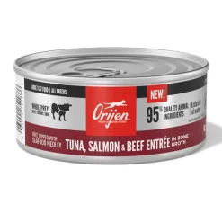 New Orijen Tuna, Salmon + Beef Entree in Bone Broth Wet Cat Food