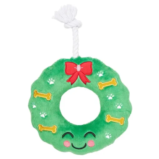 Fashion Pearhead Holiday Wreath Dog Toy