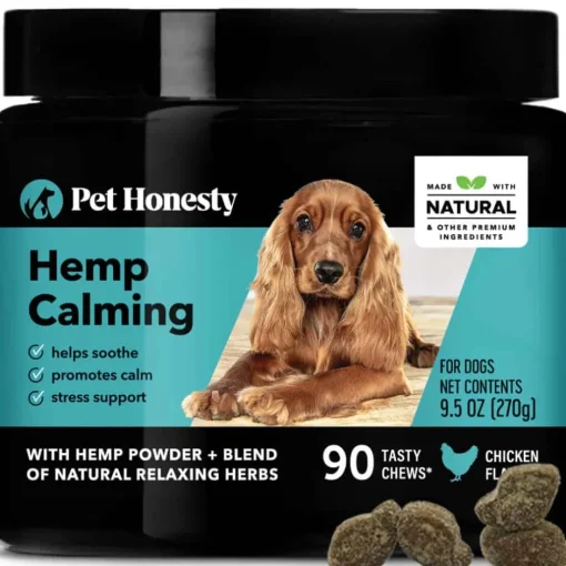 New Pet Honesty Hemp Calming Chicken Flavored Soft Chews Calming and Anxiety Supplement for Dogs