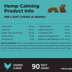 New Pet Honesty Hemp Calming Chicken Flavored Soft Chews Calming and Anxiety Supplement for Dogs
