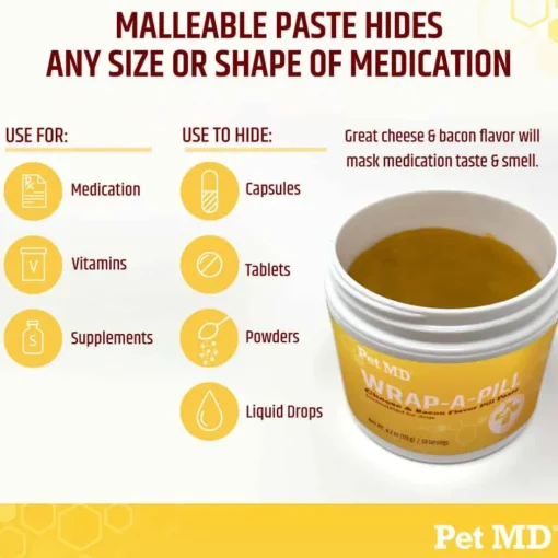 Clearance Pet MD Wrap-A-Pill Cheese & Bacon Flavor Pill Paste for Dogs