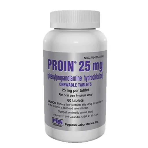Online Proin (phenylpropanolamine hydrochloride) - Urinary Incontinence Chewable Tablets for Dogs