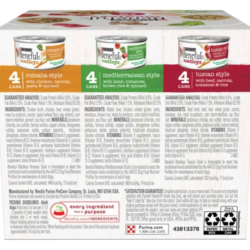 Online Purina Beneful Medleys Tuscan, Romana & Mediterranean Style Variety Pack Wet Dog Food