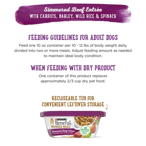 New Purina Beneful Prepared Meals Simmered Beef Entree Wet Dog Food
