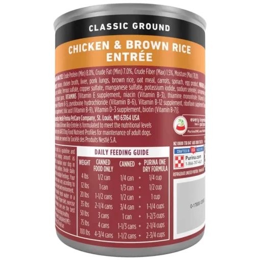 Outlet Purina ONE Classic Ground Chicken and Brown Rice Entree Wet Dog Food