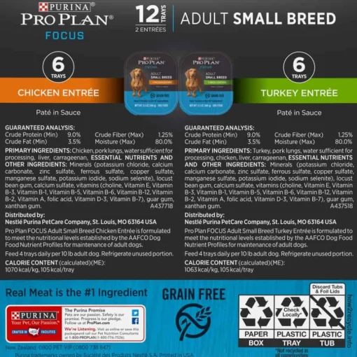 Outlet Purina Pro Plan Adult Small Breed Chicken & Turkey Entree Pate Variety Pack Wet Dog Food