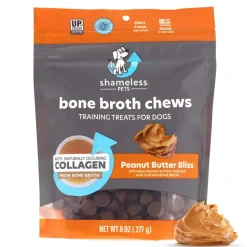 New Shameless Pets Peanut Butter Bliss Bone Broth Training Treats for Dogs