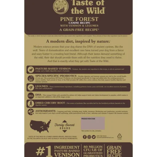 Discount Taste of the Wild Pine Forest Canine Recipe Venison & Legumes Dry Dog Food