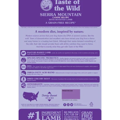 Online Taste of the Wild Sierra Mountain Canine Recipe Roasted Lamb Dry Dog Food