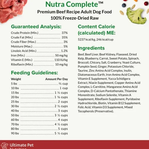 Online Ultimate Pet Nutrition Nutra Complete Freeze Dried Raw Beef Dog Food