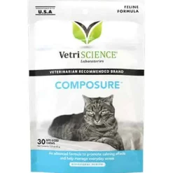 Hot VetriScience Composure Calm & Confident Vet Formulated Calming Supplement for Cats Chicken Flavor