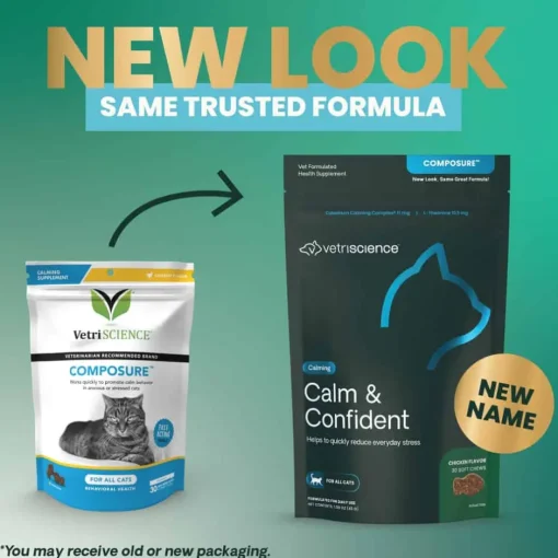 Hot VetriScience Composure Calm & Confident Vet Formulated Calming Supplement for Cats Chicken Flavor