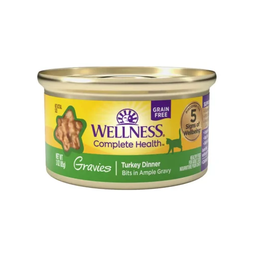 New Wellness Complete Health Natural Grain Free Gravies Turkey Dinner Canned Wet Cat Food
