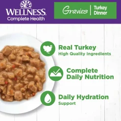 New Wellness Complete Health Natural Grain Free Gravies Turkey Dinner Canned Wet Cat Food