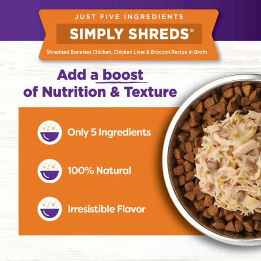 Hot Wellness CORE Bowl Boosters Simply Shreds Chicken, Chicken Liver & Broccoli Recipe Dog Food Topper