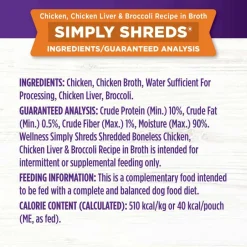 Hot Wellness CORE Bowl Boosters Simply Shreds Chicken, Chicken Liver & Broccoli Recipe Dog Food Topper