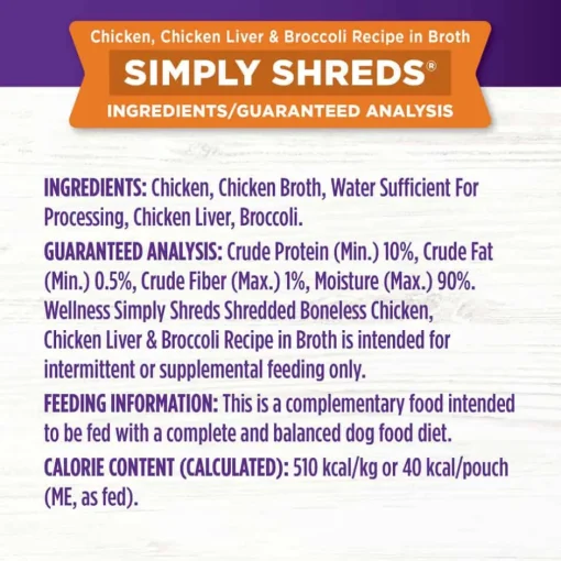 Hot Wellness CORE Bowl Boosters Simply Shreds Chicken, Chicken Liver & Broccoli Recipe Dog Food Topper