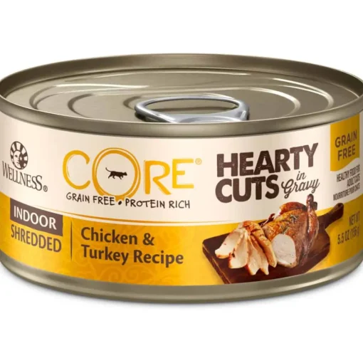 Clearance Wellness CORE Hearty Cuts Natural Grain Free Indoor Chicken & Turkey Canned Wet Cat Food