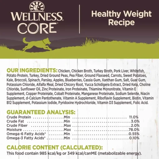 Clearance Wellness CORE Natural Grain Free Weight Management Canned Wet Dog Food