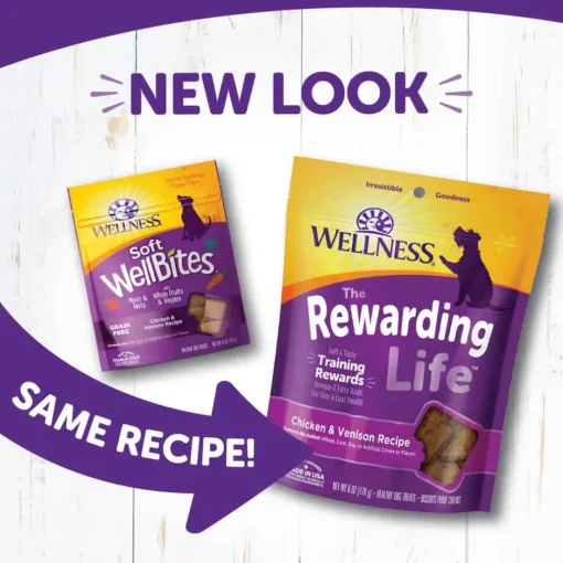 Clearance Wellness Rewarding Life Soft & Chewy Grain Free Chicken & Venison Dog Treats