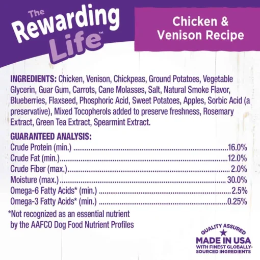 Clearance Wellness Rewarding Life Soft & Chewy Grain Free Chicken & Venison Dog Treats