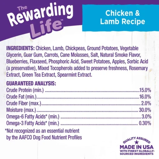 Online Wellness Rewarding Life Soft & Chewy Grain Free Chicken & Lamb Dog Treats