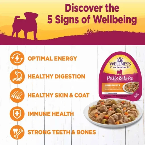 Discount Wellness Complete Health Wellness Small Breed Petite Entrees Mini-Filets Roasted Chicken, Beef, Carrots & Green Beans Grain Free Wet Dog Food