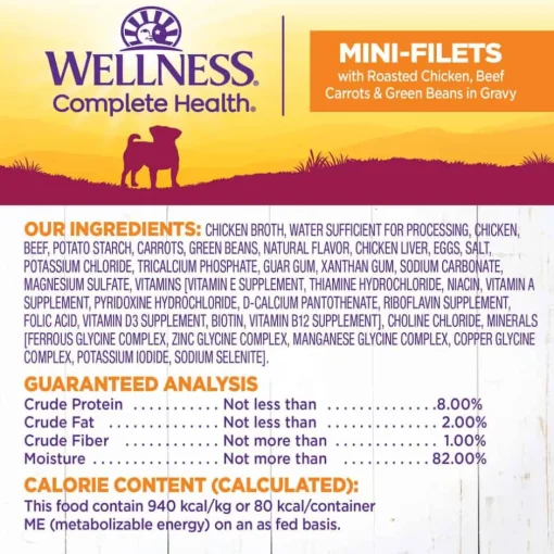Discount Wellness Complete Health Wellness Small Breed Petite Entrees Mini-Filets Roasted Chicken, Beef, Carrots & Green Beans Grain Free Wet Dog Food