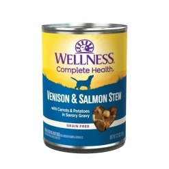 Sale Wellness Complete Health Wellness Thick & Chunky Natural Grain Free Venison & Salmon Stew Canned Wet Dog Food