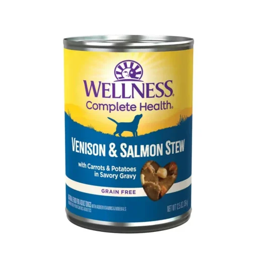 Sale Wellness Complete Health Wellness Thick & Chunky Natural Grain Free Venison & Salmon Stew Canned Wet Dog Food