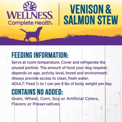 Sale Wellness Complete Health Wellness Thick & Chunky Natural Grain Free Venison & Salmon Stew Canned Wet Dog Food