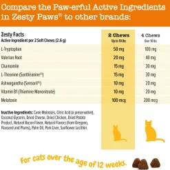 Hot Zesty Paws Calming Bites Bacon Flavored Soft Chew Behavior Supplement for Cats