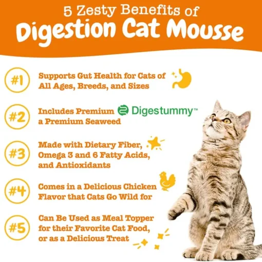 Clearance Zesty Paws Digestion Lickable Cat Mousse Squeeze Digestive Health Supplement for Cats