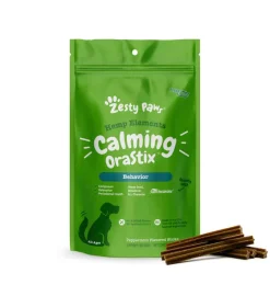 Fashion Zesty Paws Hemp Elements Calming OraStix Peppermint Dental Chew Supplement for Dogs