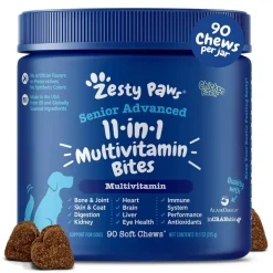 New Zesty Paws Senior Advanced 11-in-1 Multivitamin Bites Soft Chew Supplement for Dogs
